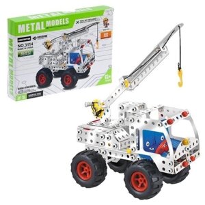 Конструктор металлический "Автокран", 243 детали / подарок для мальчика / развивающая игрушка / игровой транспорт / модель