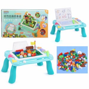 Конструктор пластиковый детский с игровым столом для конструирования и магнитной доской Oubaoloon 55050 (138 деталей) в коробке