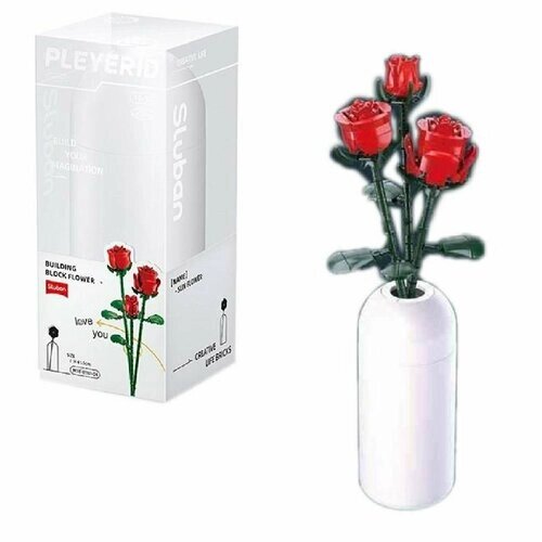 Конструктор Sluban серия Flowers Розы в вазе, 258 деталей, полимерные материалы M38-B1101-04 от компании М.Видео - фото 1