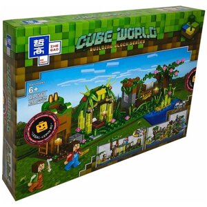 Конструктор Zhe Gao Cube World QL0568 Майнкрафт Привал возле пруда, 298 деталей, совместим с лего, подарок для мальчиков и девочек