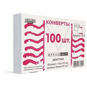 Конверт Белый С6декстрин OfficePost 114х162 100шт/уп/1012