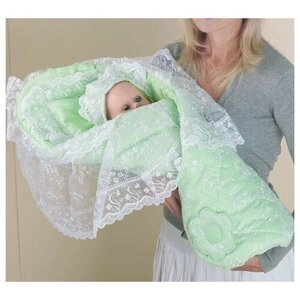 Конверт-одеяло на выписку для новорожденного, зеленый