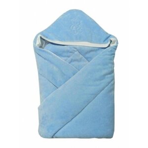 Конверт-одеяло велюр с вышивкой Голубой