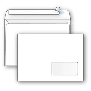 Конверт почтовый C5 Packpost Ecopost (162х229, 80г, стрип) белый, прав. окно, 1000шт.