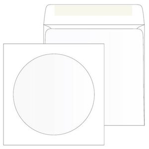 Конверты Белый CD декстрин 125х125 окно d100мм 25шт/уп 4573