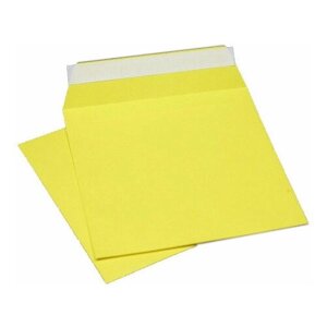 Конверты квадратные желтые C5, 160x160, 120г/м2, лента, 100 штук