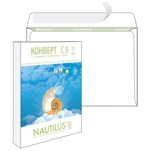 Конверты Nautilus, ЭКО, С5(162х229мм), стрип,80г, 25шт/уп 3 шт.