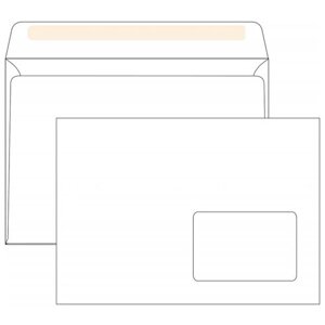 Конверты "Packpost С5", 80 г/м2, белый, декстрин с правым окном, 1000 штук