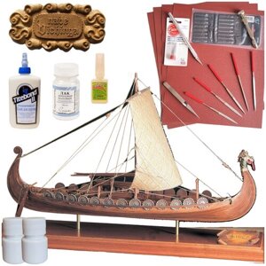 Корабль Викингов Viking Ship, модель парусного корабля Amati (Италия), М1:50, набор для сборки + инструменты + краски и клей, AM1406-RUS-FULL2