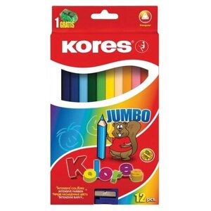 Kores Карандаши цветные Jumbo, 12 цветов с точилкой (128905) разноцветный