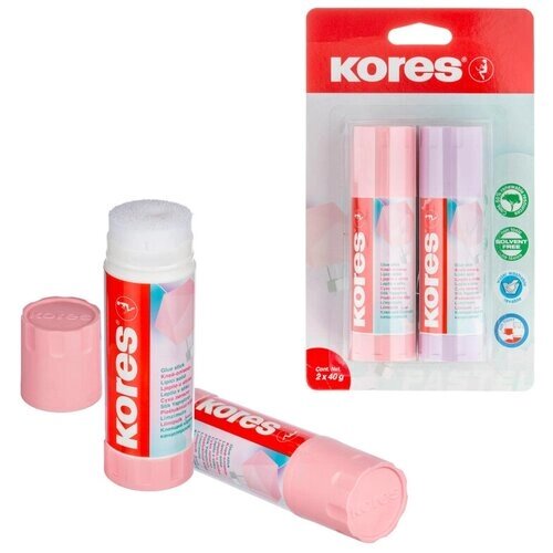 Kores Клей-карандаш 40г KORES Pastel 2шт/уп в блистере от компании М.Видео - фото 1