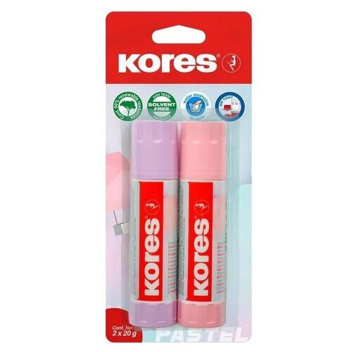 Kores Клей-карандаш Pastel 20 г 2шт 2 шт. 20 г 613 мл от компании М.Видео - фото 1