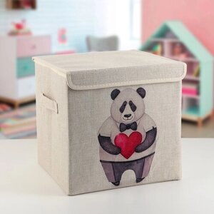 Короб стеллажный для хранения с крышкой «Влюблённая панда», 303028,5 см