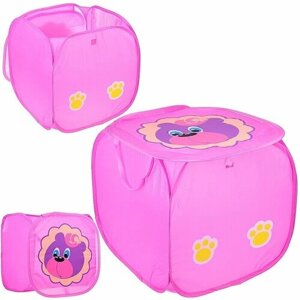 Корзина для игрушек Oubaoloon розовая, Мишка, в пакете (00-0092)