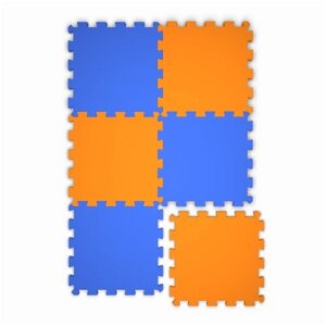 Коврик-пазл мягкий напольный складной Сине-оранжевый 6 элементов 87х58 см