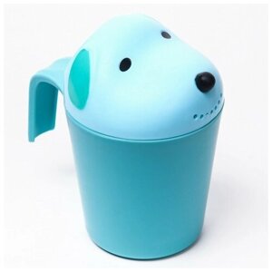 Ковш для купания и мытья головы, детский банный ковшик, хозяйственный «Собачка», цвет голубой