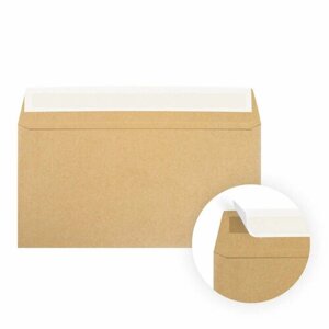 Крафт конверт с прямым клапаном (Е65 11х22 см), упаковка 25 штук