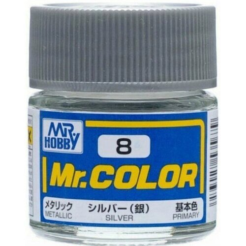 Краска акриловая на специальном разбавителе MR. HOBBY Mr. Color Silver, металлик, 10мл. от компании М.Видео - фото 1