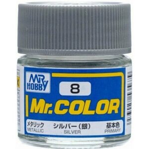 Краска акриловая на специальном разбавителе MR. HOBBY Mr. Color Silver, металлик, 10мл.