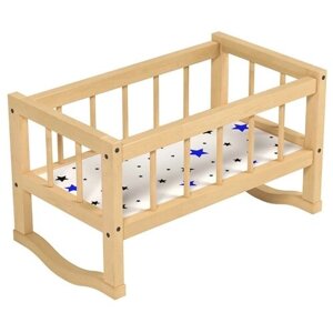 Кроватка-качалка для кукол деревянная с постелькой