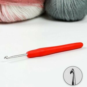 Крючок для вязания Арт Узор сталь, силикон, ручка 14 см, d 4,5 мм красный