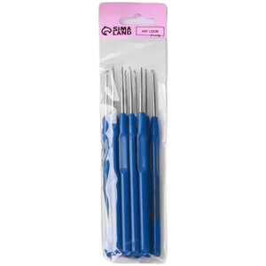 Крючок для вязания, с пластиковой ручкой, d = 1,5 мм, 13,5 см, цвет синий (10шт)