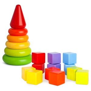 Кубики Росигрушка развивающий набор с пирамидой Малютка 2147