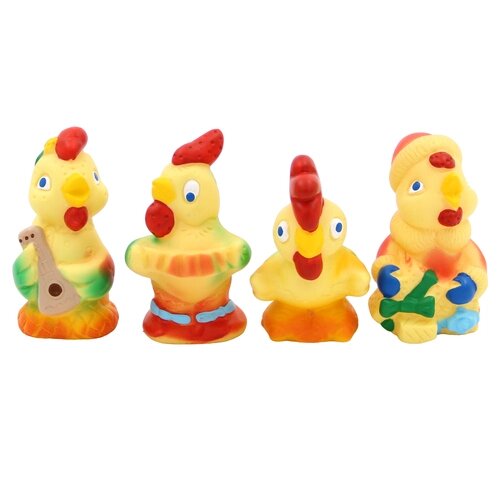 Кудесники: Набор Петушки (4 петушка) - фигурка-игрушка из ПВХ Пластизоля (Резиновая игрушка), СИ-824