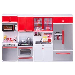 Кухня "Модерн", 4 в , серебристо-красная, 54 ,5 6см, со звуковыми и световыми эффектами