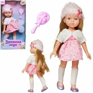Кукла ABtoys Времена года 30 см в розовом платье, белой кофте-болеро и розовой шапке PT-01862