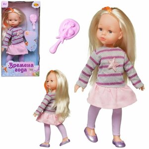 Кукла ABtoys Времена года 32 см в сером свитере с сиреневыми полосками и розовой юбке PT-01854