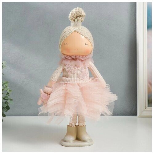 Кукла интерьерная "Малышка-принцесса в розовом платье, с медведем" 37,5х15х18,5 см от компании М.Видео - фото 1
