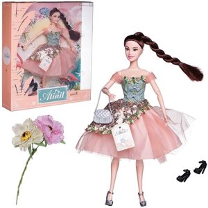 Кукла Junfa Atinil (Атинил) Солнечный день в платье с розовой юбкой с серым клатчем, 28см WJ-22274/розовое