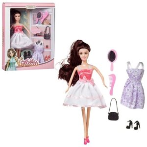 Кукла Junfa Atinil Гардероб модницы Летнее настроение (в коротком платье с розовым верхом) в наборе с дополнительным платьем и аксессуарами 28см