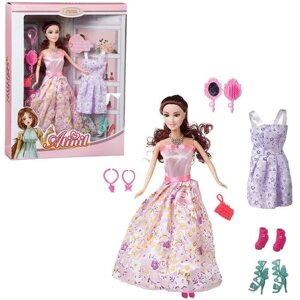 Кукла Junfa Atinil Гардероб модницы Весеннее настроение (в розовом длинном платье) в наборе с дополн