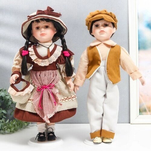 Кукла коллекционная парочка Нина и Олег, терракотовые наряды набор 2 шт 40 см от компании М.Видео - фото 1