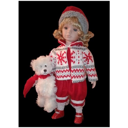 Кукла "настюша с мишкой" в зимнем костюме