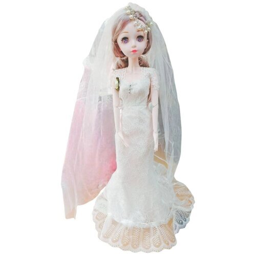 Кукла Невеста в белом свадебном платье шарнирная 60 см от компании М.Видео - фото 1