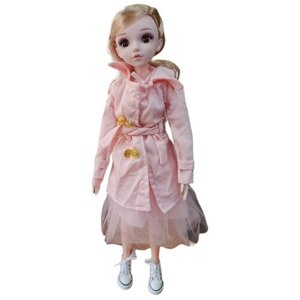 Кукла в розовом пальто шарнирная 60 см