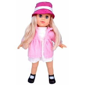Кукла в розовой шляпке на батарейках (4 звука) в коробке