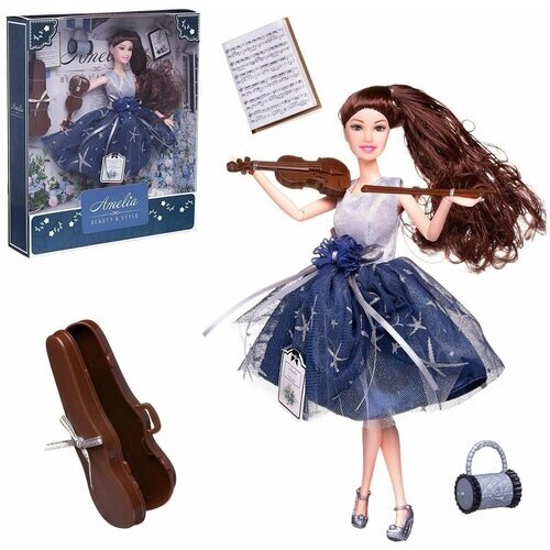 Кукла Вечерний раут со скрипкой, темные волосы 30см, 1 шт.