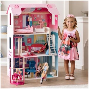 Кукольный домик Муза, для кукол до 30 см (16 предметов мебели, лестница, лифт, качели)