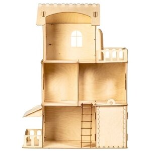 Кукольный Домик №9 - Большой (3 этажа с гаражом, балконом) для кукол 15-23 см