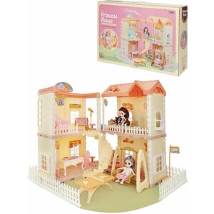 Кукольный домик "Принцесса"мебель, 2 куклы, 3*АА в комплекте, питомцы, в коробке, 50x42x46см)