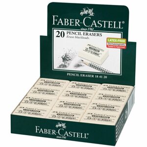 Ластик белый 20 шт Faber-Castell "Latex-Free" прямоугольный, синтетический каучук, 40*27*10 мм