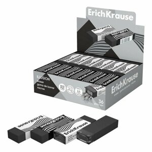 Ластик ErichKrause "Illusion", 56 х 20 х 11 мм, эко-ПВХ, черный (комплект из 36 шт)