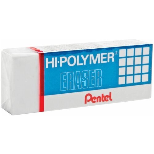 Ластик Pentel Hi-polymer eraser (прямоугольный, 35х16х11.5мм, белый, картонный держатель) 60шт. (ZEH-03) от компании М.Видео - фото 1