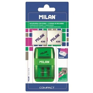 Ластик-точилка Milan COMPACT +2смен. ласт синт. кауч лезв. точ из углер стали , 1 шт.