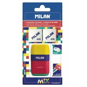 Ластик-точилка Milan COMPACT MIX+2смен. ласт син. кауч лезв. точ из .