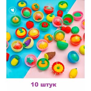 Ластики для карандашей фрукты, овощи - 10 штук